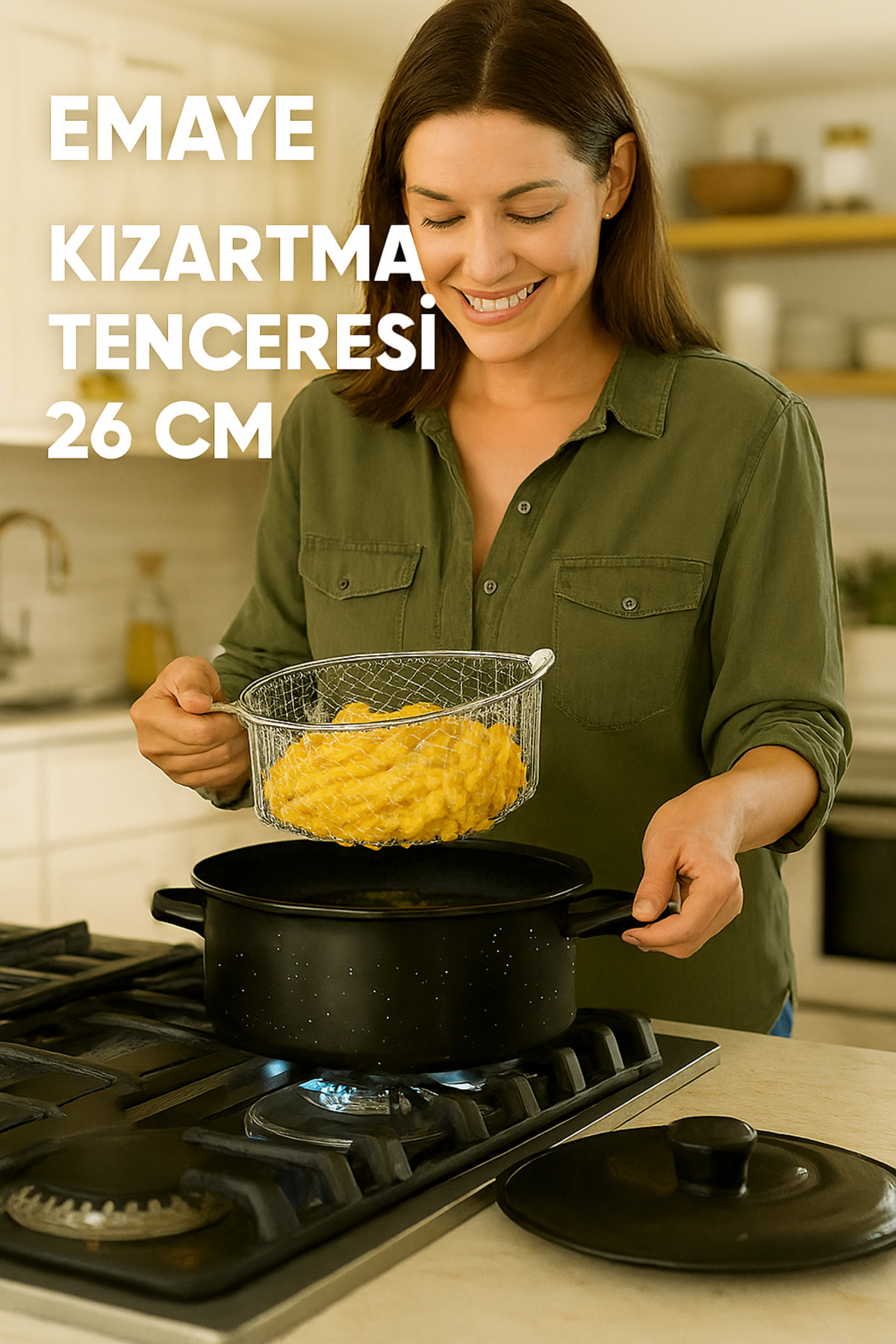 EMAYE KAPAKLI KIZARTMA TENCERESİ 26 CM