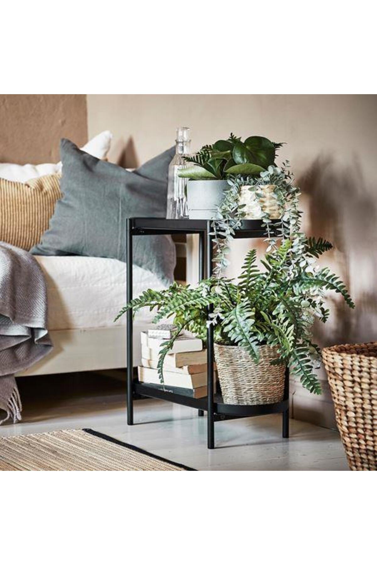 3 Katlı Çiçeklik-Saksılık Yuvarlak Sehba Siyah Renk 58 Cm-Çelik İç Dış Mekana Uygun - Görsel 2